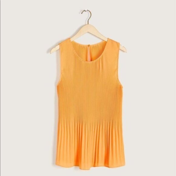 Addition Elle Women Orange Crepe Release Pleated Swing Tank Top Plus Size X - Picture 1 of 11